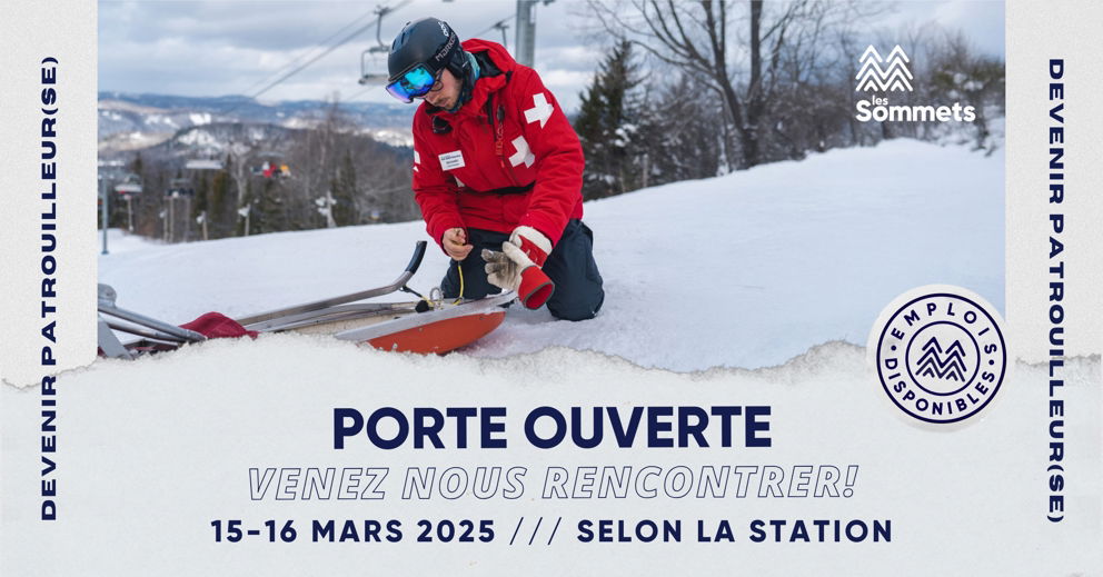 Affiche pour les portes ouvertes des Patrouilleurs pour Les Sommets