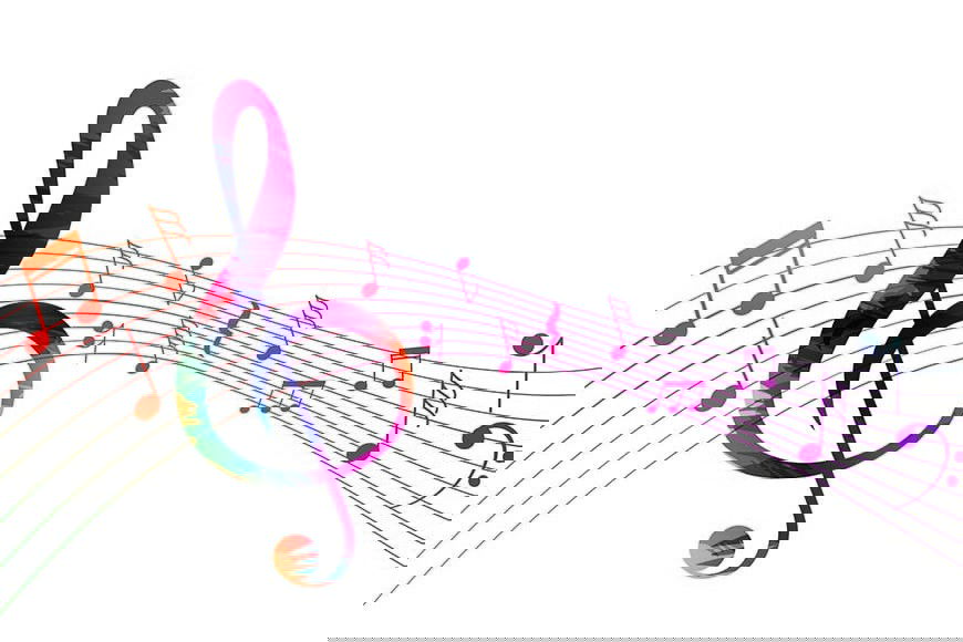 musical pentagram sound waves notes background